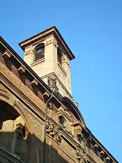 Detail of the bell tower as seen from Via Magatti