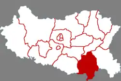 Location of Wei County within Handan, China