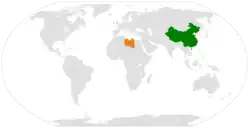Map indicating locations of Libya and China
