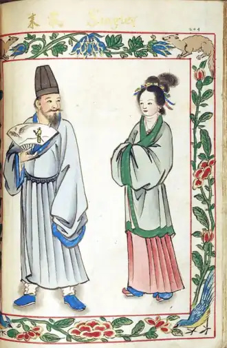 Chinese "Sangley" couple living in Manila, Philippines wearing hanfu from Ming dynasty