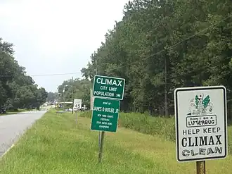 Climax city sign.