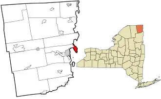 Location in Clinton County and the state of New York.