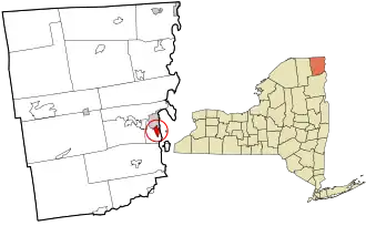 Location in Clinton County and the state of New York.