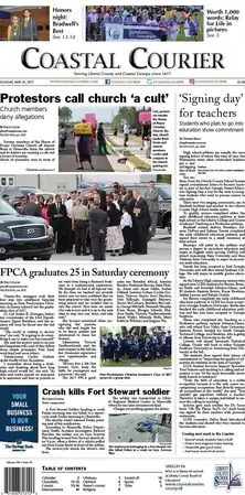 A color photograph of the front page of a newspaper