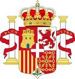 Coat of arms of Spain, reign of Amadeus, Pillars of Hercules variant (1870–1873)