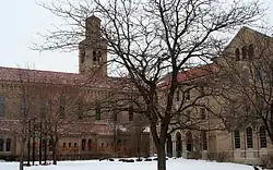 This is a photograph of the former College of Saint Teresa in Minnesota, the namesake of the library.