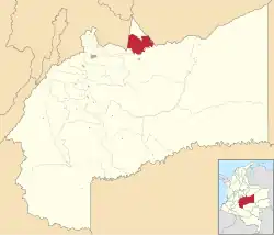Location of the municipality and town of Cabuyaro in the Meta Department of Colombia.