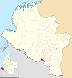 Location of the municipality and town of Cuaspud in the Nariño Department of Colombia.