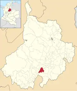 Location of the municipality and town of Guadalupe, Santander in the Santander Department of Colombia.
