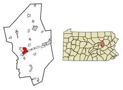 Location of Bloomsburg in Columbia County, Pennsylvania