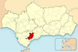 Location of Serranía de Ronda in Andalusia, Spain