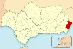 Location of Levante Almeriense in Andalusia, Spain