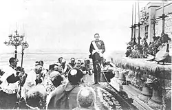King Alfonso XIII consecrating Spain to the Sacred Heart in 1919