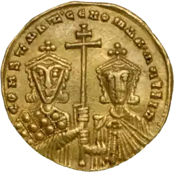 Gold solidus depicting Constantine VII with Romanos II, 945–959.