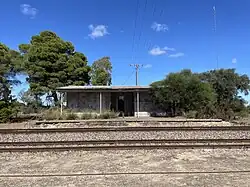 Railway station building viewed from the north side