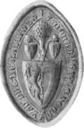 Greyscale illustration of the counter-seal of Alan's daughter, Dervorguilla.
