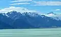 Mount Cran (left), Mount Edgar Thomson (center), Mount Sefton (right) across Lake Pukaki.