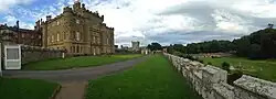 Close panoramic view of Culzean Castle main building, towards Clock tower