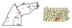 Location of Shippensburg in Cumberland County, Pennsylvania.