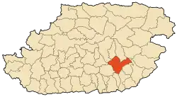Location of Aït Yahia within Tizi-Ouzou wilaya