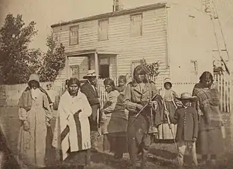 Dakota people with Dr. Thomas Williamson near the Upper Sioux Agency.