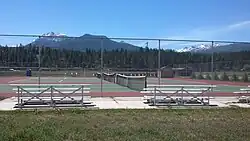Tennis courts next to school