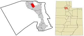 Location in Davis County and the state of Utah.
