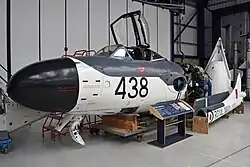 De Havilland DH.112 Sea Venom FAW.22 ‘XG730 - 438’ on display in the de Havilland Aircraft Museum, Salisbury Hall, London Colney, UK, in 891 NAS markings
