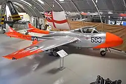 de Havilland Sea Vampire T.22 operated by 750 Naval Air Squadron of the Royal Navy, based at Hal Far (HMS Falcon).