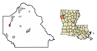 Location of Longstreet in De Soto Parish, Louisiana.