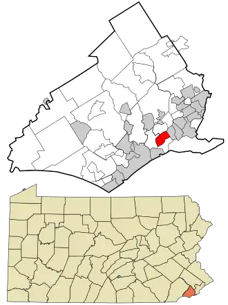 Location in Delaware County and the U.S. state of Pennsylvania