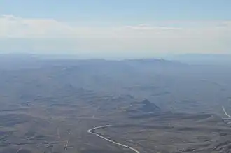 A photo of the Delaware Mountains from the north in the Guadalupe Mountains