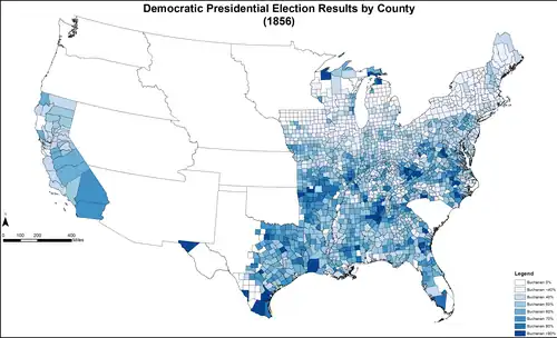 Map of Northern Democratic presidential election results by county