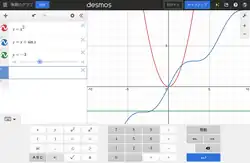 The Desmos graphing calculator in use