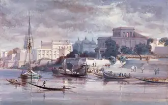 Dhaka City across Buriganga River in a 1861 painting[1]