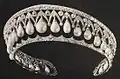 The Russian beauty - The diadem in the form of a kokoshnik was ordered by Emperor Nicholas I for his wife Alexandra Feodorovna in 1841. Made by jeweler Carl Edvard Bolin from platinum, diamonds and large teardrop pearls.