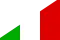 Diagonally split flag of Democratic Republic of Congo and Italy