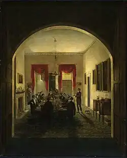 The Dinner Party, c. 1821, by Henry Sargent, displayed in the 1st Boston Artists' Association exhibit, 1842
