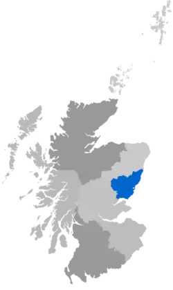 Map showing Brechin Diocese as a coloured area south of Aberdeen