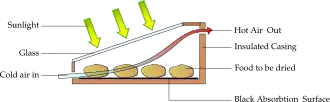 A schematic of a direct solar dryer
