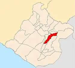 Map showing the location of Estique District.