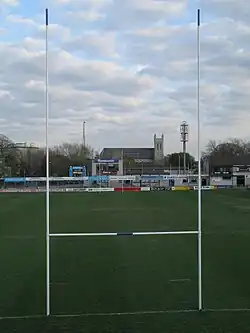 View from behind posts