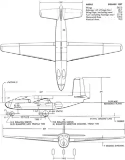 3-view drawing of the Douglas XB-43