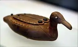 Duck-shaped box; 16th–11th century BC; wood and ivory; Louvre