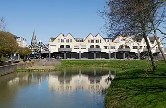 Duiven, view of De Passage shopping centre, from the bridge next to IKC Remigius
