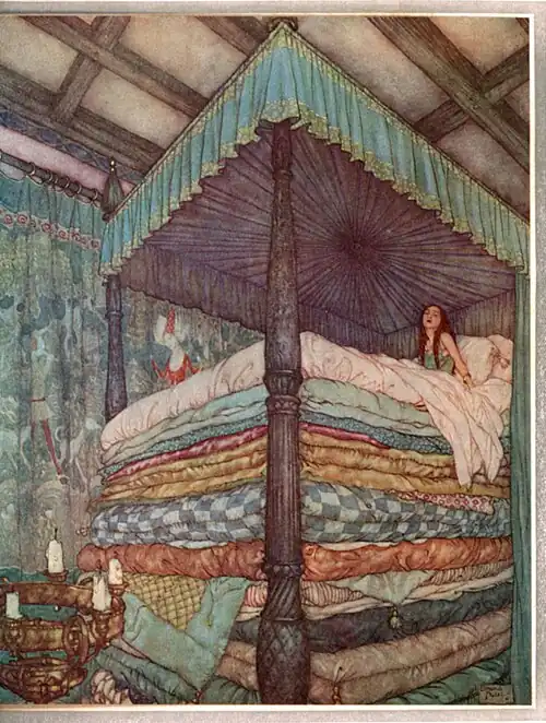 The fairytale "The Princess and the Pea" exaggerates the traditional European layering of thin mattresses.