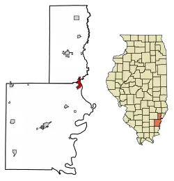 Location of Grayville in Edwards County, Illinois.