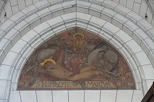 Painting over the portal, depicting the martyrdom of Saint Hippolyte
