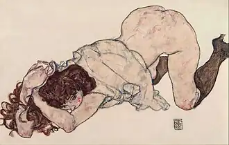 Image 111Egon Schiele - Kneeling Girl, Resting on Both Elbows