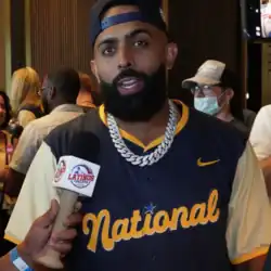 Eladio Carrión at the 2025 All-Star Legends & Celebrity Softball Game